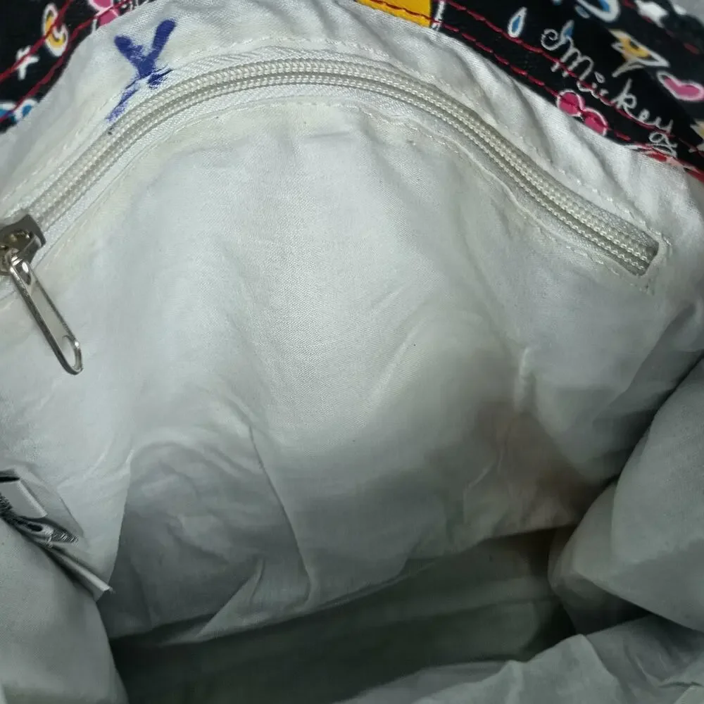 Disney Mickey Mouse Tote Bag Womens Black Red Multicolor Canvas Print - Picture 7 of 8